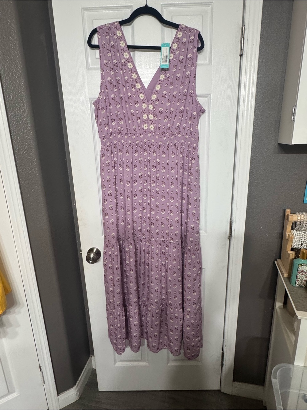 Daniel Rainn Lavender Floral Button-Front Midi Dress XXL
